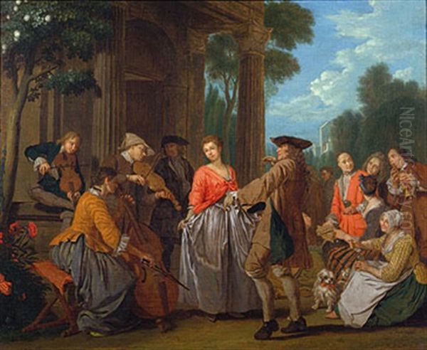 Musikgesellschaft Oil Painting by Jan Josef Horemans the Elder