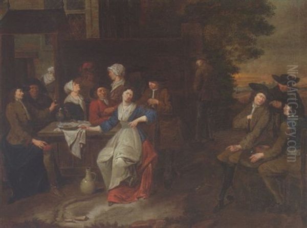 Vor Dem Wirtshaus Oil Painting by Jan Josef Horemans the Elder