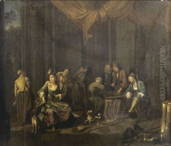 Scene De Cabaret Oil Painting by Jan Josef Horemans the Elder