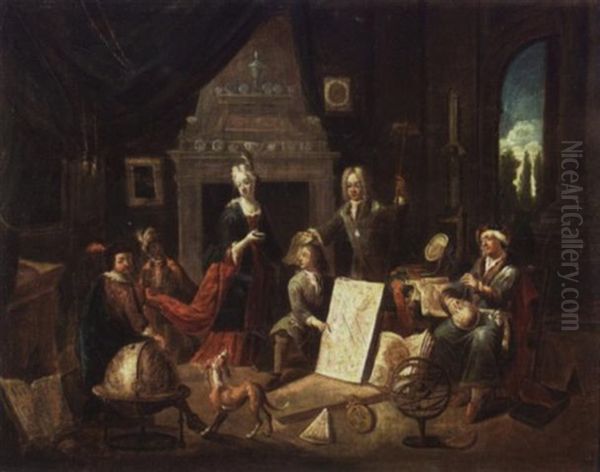 La Visite Chez L'astrologue Oil Painting by Jan Josef Horemans the Elder