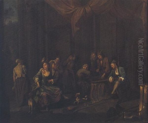 Scene De Cabaret Oil Painting by Jan Josef Horemans the Elder