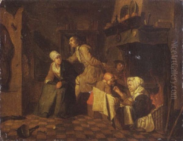 Reunion Devant La Cheminee Oil Painting by Jan Josef Horemans the Elder