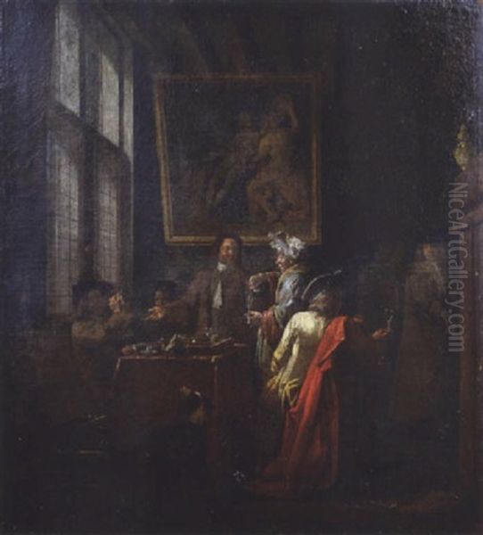 Conversation Oil Painting by Jan Josef Horemans the Elder