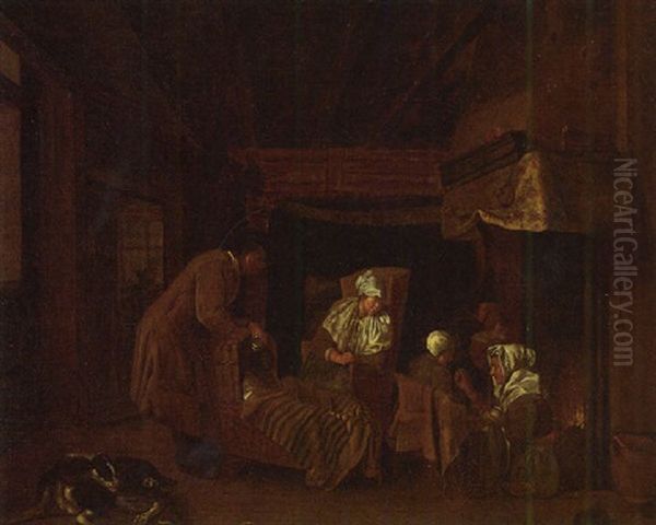 Het Kraambezoek Oil Painting by Jan Josef Horemans the Elder