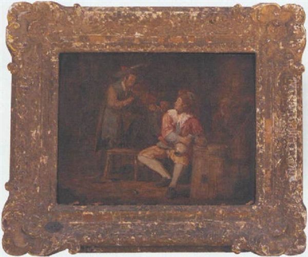 A Fiddler Playing To A Company In An Inn Oil Painting by Jan Josef Horemans the Elder