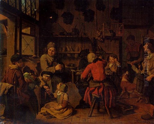 The Interior Of A Cobbler's Shop Oil Painting by Jan Josef Horemans the Elder