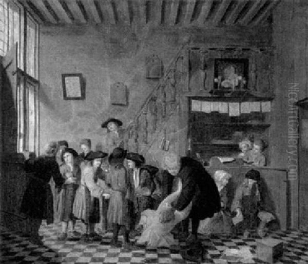 Das Strafgericht In Der Schule Oil Painting by Jan Josef Horemans the Elder