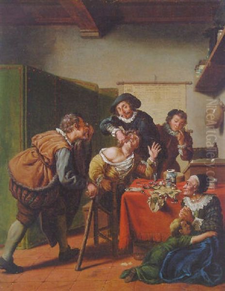 A Dentist's Surgery Oil Painting by Jan Josef Horemans the Elder