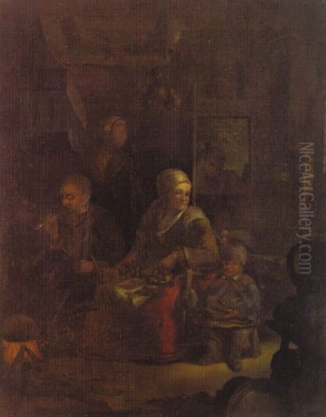 Junge Raucher Und Zecher In Der Schenke Oil Painting by Jan Josef Horemans the Elder