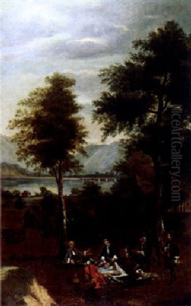 Weite Seelandschaft Mit Figuren Im Vordergrund by Jan Josef Horemans the Elder