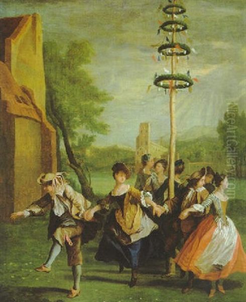 Tanz Um Den Maibaum Oil Painting by Jan Josef Horemans the Elder