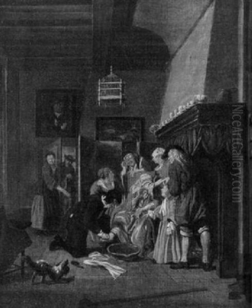 A Doctor Tending The Foot Of A Woman In An Interior by Jan Josef Horemans the Elder