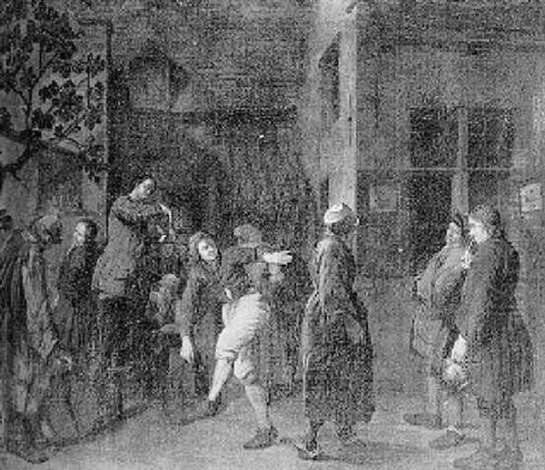 Dancers, Musicians And Other Figures In The Courtyard Of A Tavern Oil Painting by Jan Josef Horemans the Elder