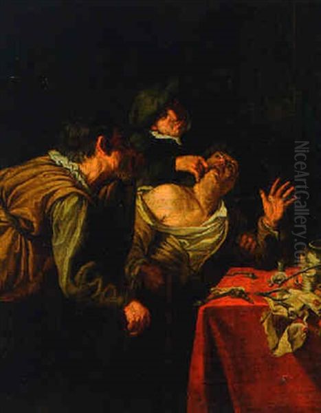 A Dentist's Surgery Oil Painting by Jan Josef Horemans the Elder