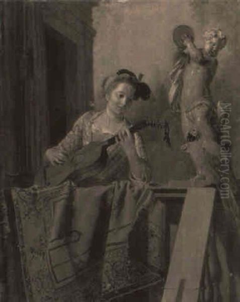 La Guitariste Et Le Perroquet by Jan Josef Horemans the Elder