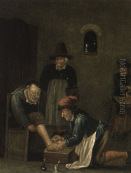 The Chiropodist Oil Painting by Jan Josef Horemans the Elder