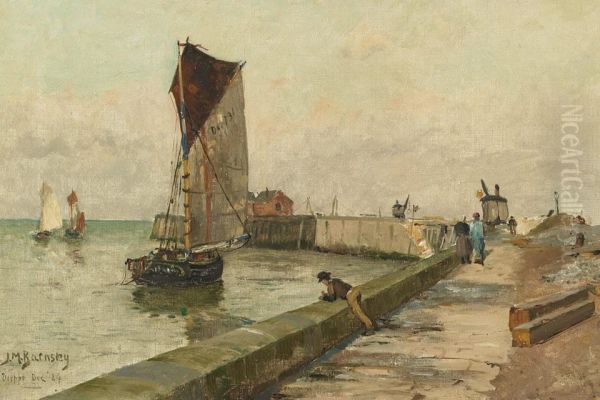 Study For La Jetee Du Pollet - Dieppe Oil Painting by James Macdonald Barnsley