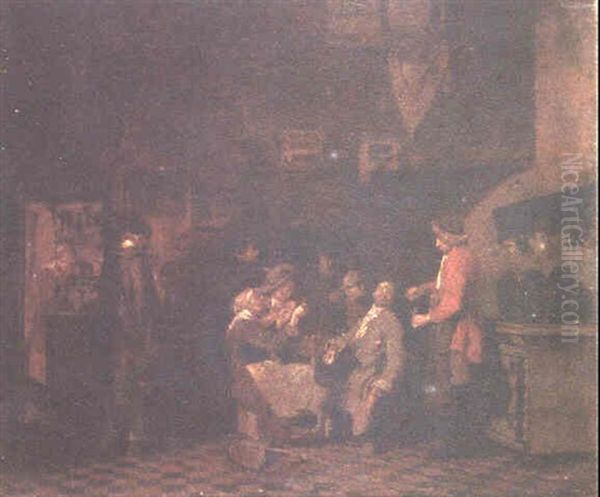 Scene D'interieur Animee De Nombreux Personnages Oil Painting by Jan Josef Horemans the Elder