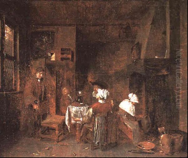 Personnages Dans Un Interieur Oil Painting by Jan Josef Horemans the Elder