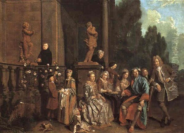 Le Gouter Familial Sur La Terrasse Oil Painting by Jan Josef Horemans the Elder