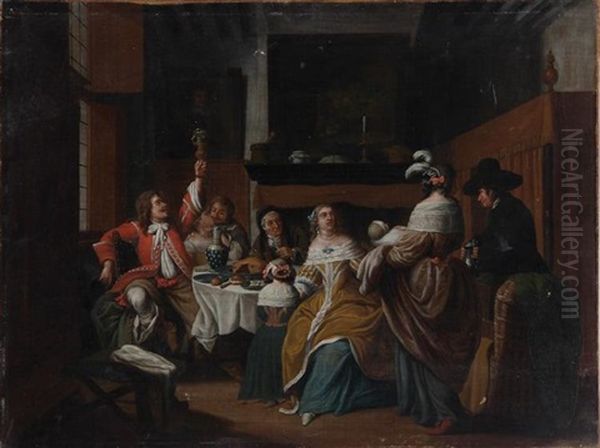 Celebrating The New Arrival Oil Painting by Jan Josef Horemans the Younger