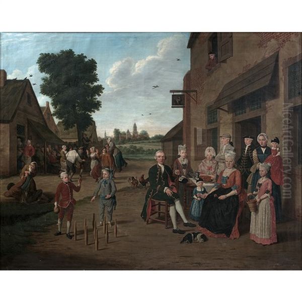 Famille Devant Une Auberge Oil Painting by Jan Josef Horemans the Younger