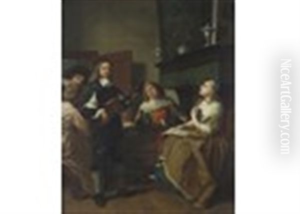 A Musical Evening Oil Painting by Jan Josef Horemans the Younger