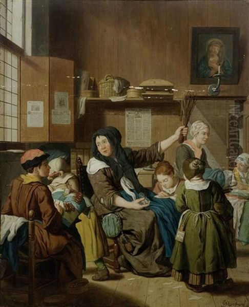 Kinder In Der Handarbeitsschule Oil Painting by Jan Josef Horemans the Younger