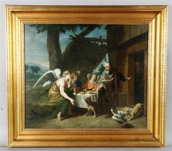 Abraham And The Three Angels Oil Painting by Jan Josef Horemans the Younger