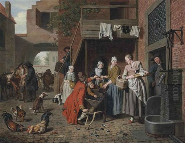 The Mussel Vendor Oil Painting by Jan Josef Horemans the Younger