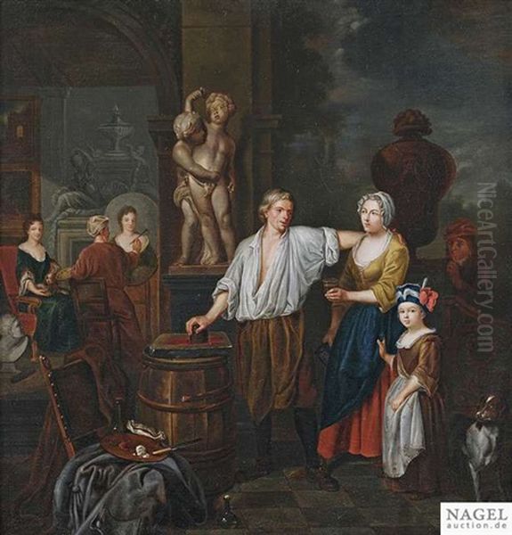 Im Atelier Des Kunstlers Oil Painting by Jan Josef Horemans the Younger