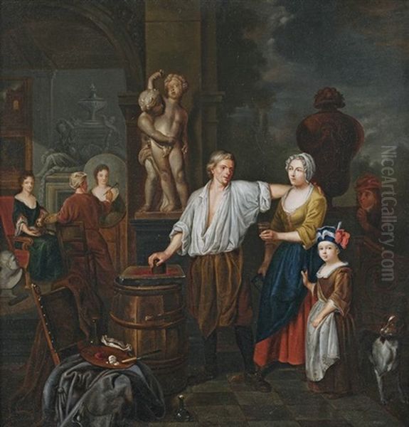 Im Atelier Des Kunstlers Oil Painting by Jan Josef Horemans the Younger