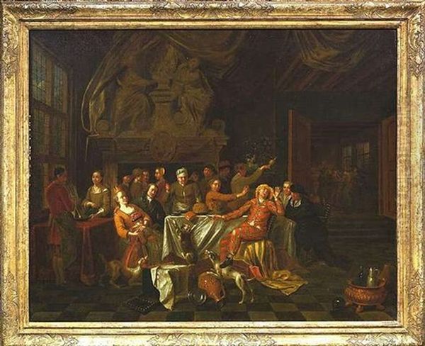 Das Bohnenfest Oil Painting by Jan Josef Horemans the Younger