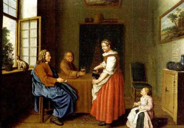 Der Besuch Oil Painting by Jan Josef Horemans the Younger