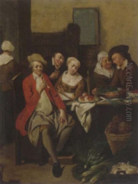 Gesellschaft In Einem Kucheninterieur by Jan Josef Horemans the Younger