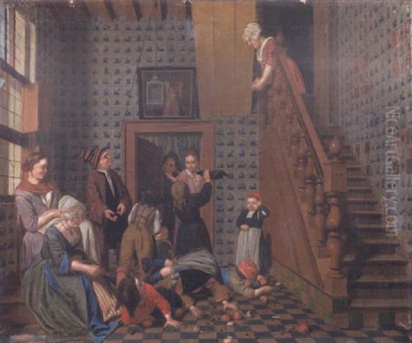 Family Games Oil Painting by Jan Josef Horemans the Younger