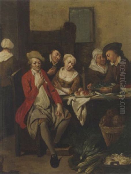 Gesellschaft In Einem Kucheninterier Oil Painting by Jan Josef Horemans the Younger