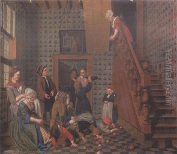 Family Games Oil Painting by Jan Josef Horemans the Younger