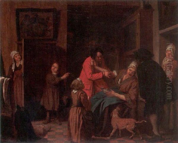 A Doctor Bleeding A Patient Oil Painting by Jan Josef Horemans the Younger