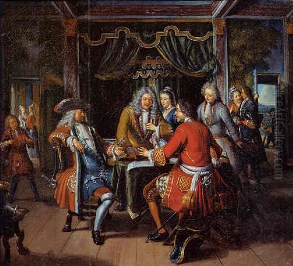 Reunion De Gentilshommes Preparant Une Expedition Oil Painting by Jan Josef Horemans the Younger