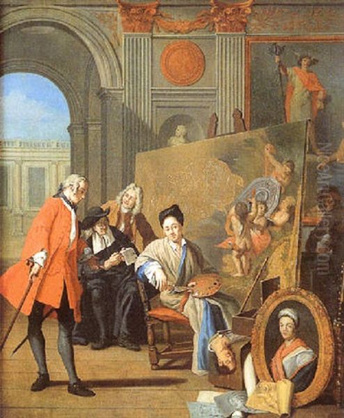 La Visite Chez Le Peintre Oil Painting by Jan Josef Horemans the Younger