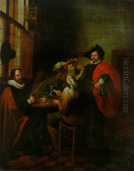 A Dispute At Cards Oil Painting by Jan Josef Horemans the Younger