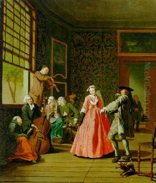 A Musical Gathering Oil Painting by Jan Josef Horemans the Younger