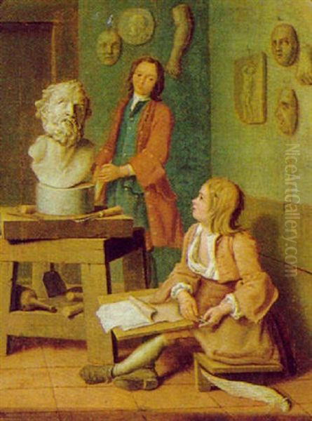 Im Atelier Des Bildhauers Oil Painting by Jan Josef Horemans the Younger