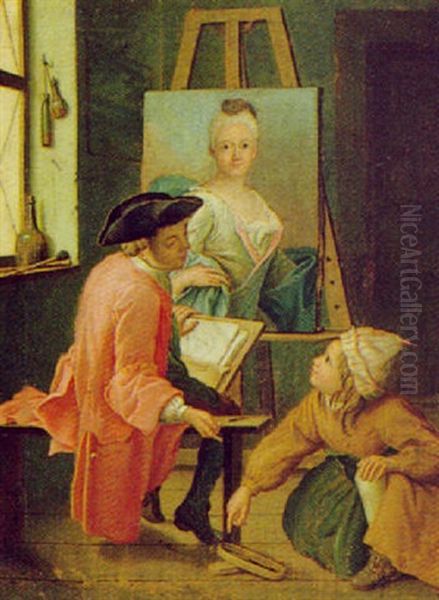 Im Atelier Des Malers Oil Painting by Jan Josef Horemans the Younger