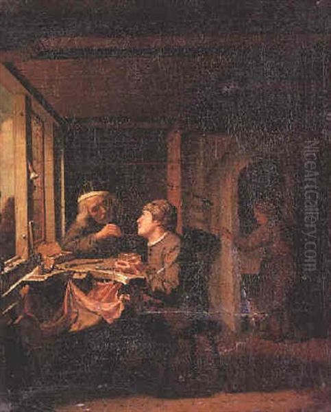 A Watchmaker And His Apprentice In His Workshop Oil Painting by Jan Josef Horemans the Younger