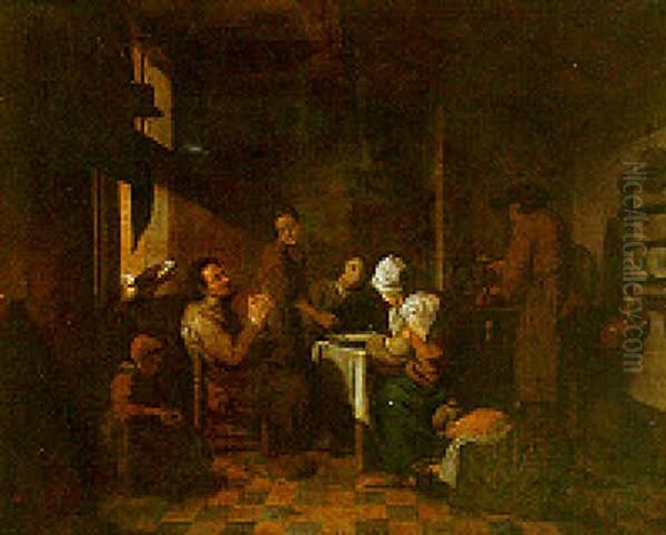 Kitchen Interior With Peasants Oil Painting by Jan Josef Horemans the Younger