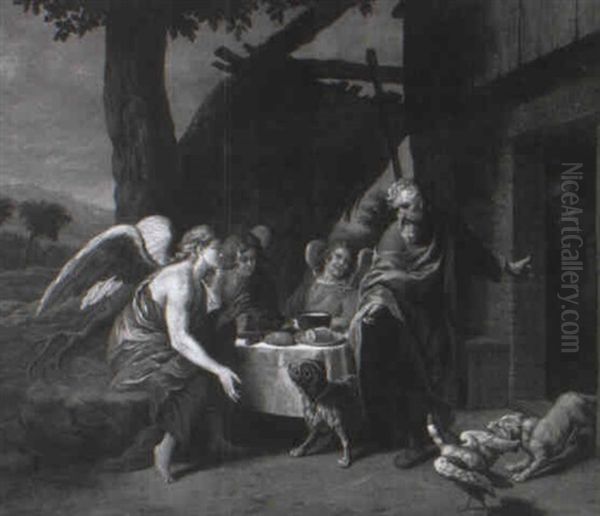 Abraham And The Three Angels Oil Painting by Jan Josef Horemans the Younger