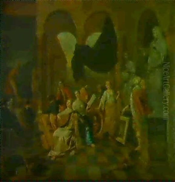 Allegorie Des Sens: L'ouie Et Le Toucher Oil Painting by Jan Josef Horemans the Younger