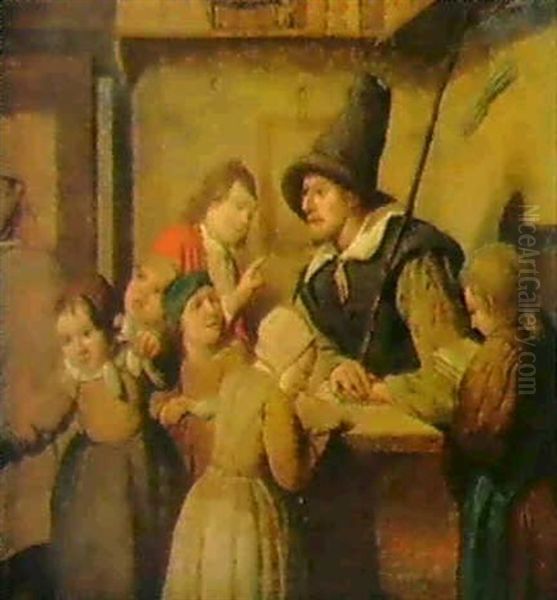 Eine Dorfschule. Oil Painting by Jan Josef Horemans the Younger